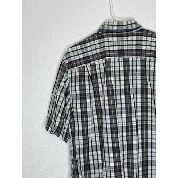 Carhartt Relaxed Fit Blue Grey Yellow Plaid Short Sleeve Button Shirt Men's L - Picture 10 of 16